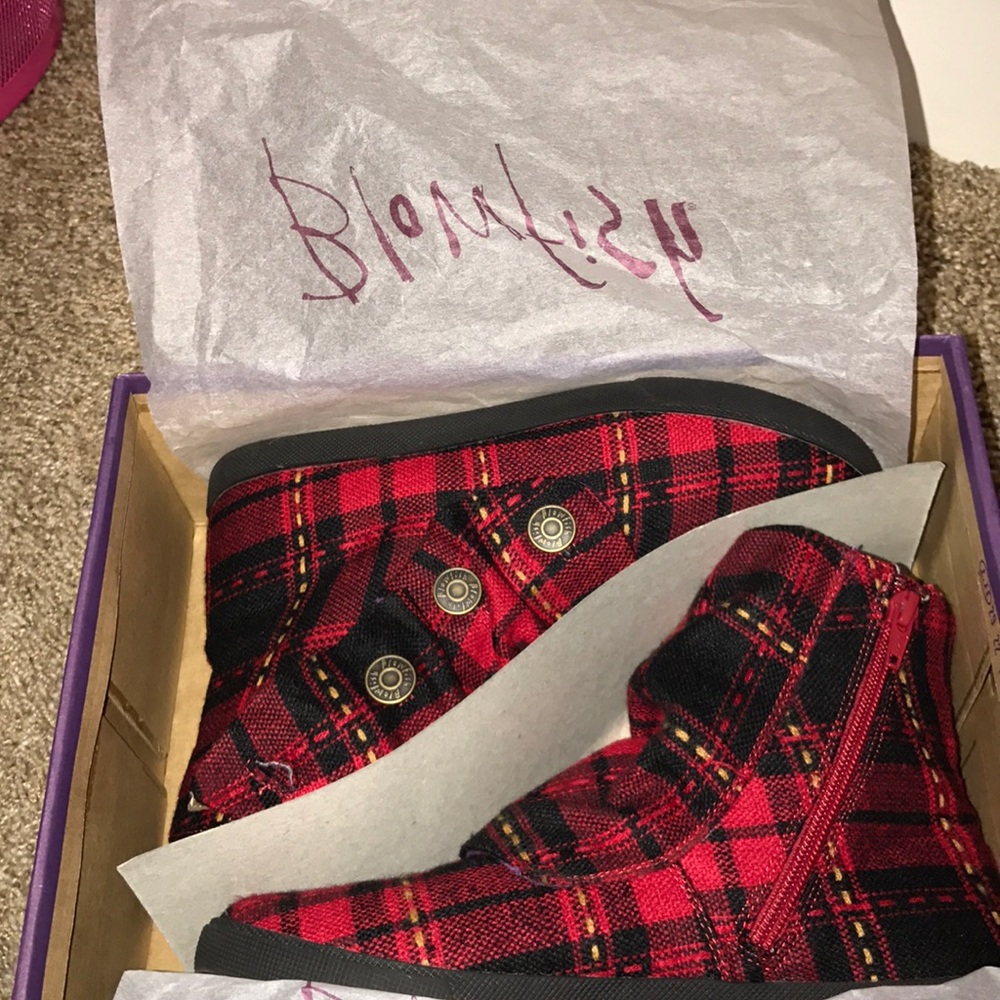 Blowfish red plaid booties